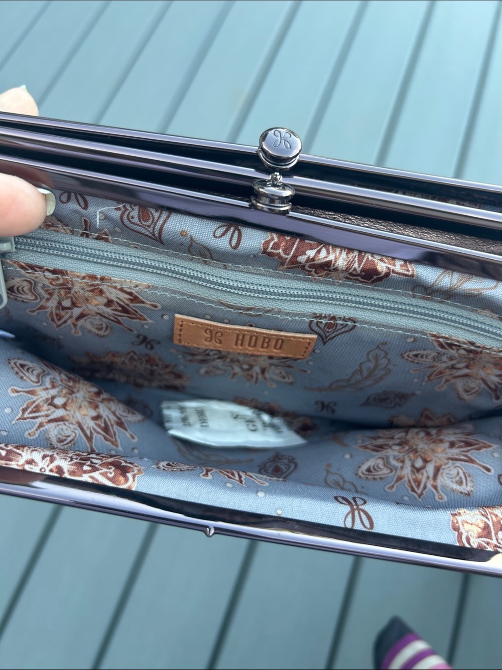 HOBO Metallic Bronze Leather Frame-Clasp Clutch, NWT - Picture 9 of 10